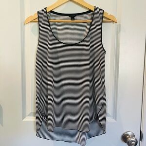 Ann Taylor Navy and White Striped Blouse